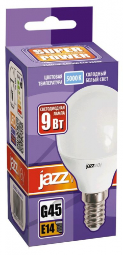 Лампа светодиодная PLED-SP 9Вт G45 шар 5000К холод. бел. E14 820лм 230В JazzWay 2859600A в г. Санкт-Петербург  фото 2
