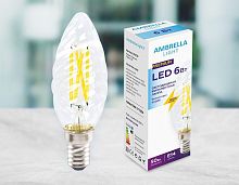 Лампа светодиодная филаментная Ambrella light E14 6W 4200K прозрачная 202124 в г. Санкт-Петербург 