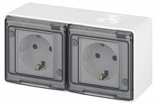 Б0063264 Розетка Эксперт 11-2503-01 2х2P+E гориз. IP55 16А-250В ОУ бел. Эра 