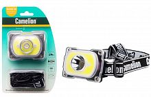 15758 Фонарь налобный LED53407 аккум. 3.7В XPE+COB LED 5Вт 4 реж. Type-C блист черн. Camelion 