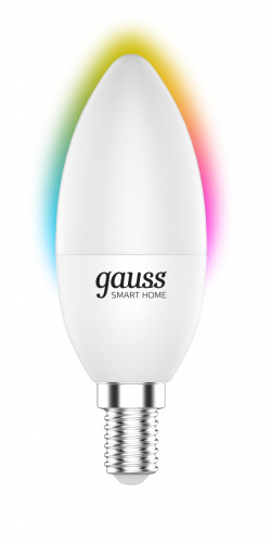 Лампа светодиодная диммируемая Gauss Smart Home E14 5W 2700-6500K RGBW матовая 1190112 в г. Санкт-Петербург 