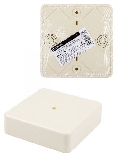 SQ1401-1807 Коробка распаячная КР 100х100х29 ОП, сл. кость, IP40, инд. штрихкод TDM