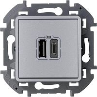 673762 Устройство зарядное Inspiria с 2-мя USB разьемами A и C 240В/5В 3000мА алюм. IEK 