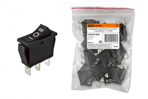 SQ0703-0024 Клавишный переключатель YL-202-01 черный 3 положения 1з+1з TDM