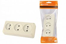 SQ1801-0224 Розетка 3-х местная горизонтальная 2П открытой установки IP20 10A сл. кость "Ладога" TDM