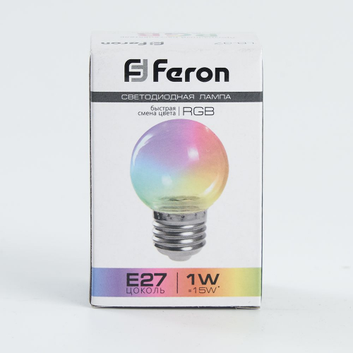 Лампа светодиодная Feron LB-37 Шарик прозрачный E27 1W RGB быстрая смена цвета 38129 в г. Санкт-Петербург  фото 5