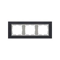 82937-38 Рамка 3-м Simon82 Nature черн. сталь вставка алюм. Simon 
