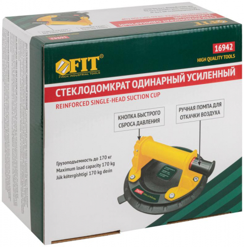 16942 Стеклодомкрат усиленный профи быстрый сброс давления 200мм 170кг FIT  фото 3
