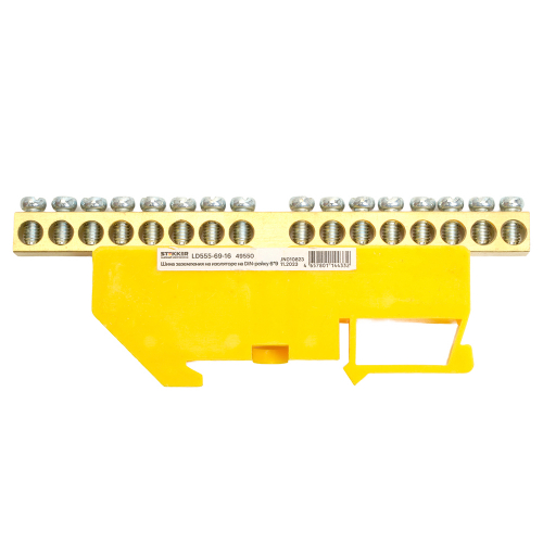 Шина"N" на изоляторе STEKKER 6*9 на DIN-рейку 16 выводов, желтый, LD555-69-16 49550 в г. Санкт-Петербург  фото 2