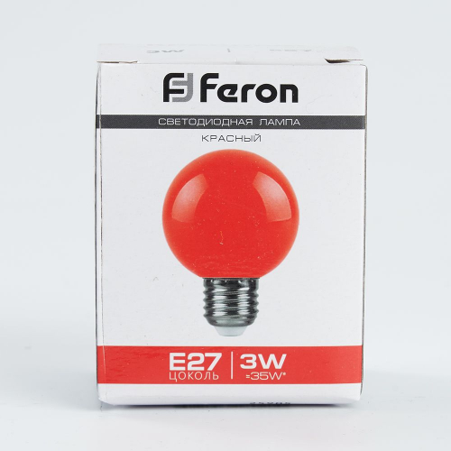 Лампа светодиодная Feron LB-371 Шар E27 3W красный 25905 в г. Санкт-Петербург  фото 6