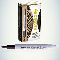 Б0048242 Маркер перманентный двухсторонний "Multi Marker Twin" 2мм/1мм пулевидный черн. Crown 